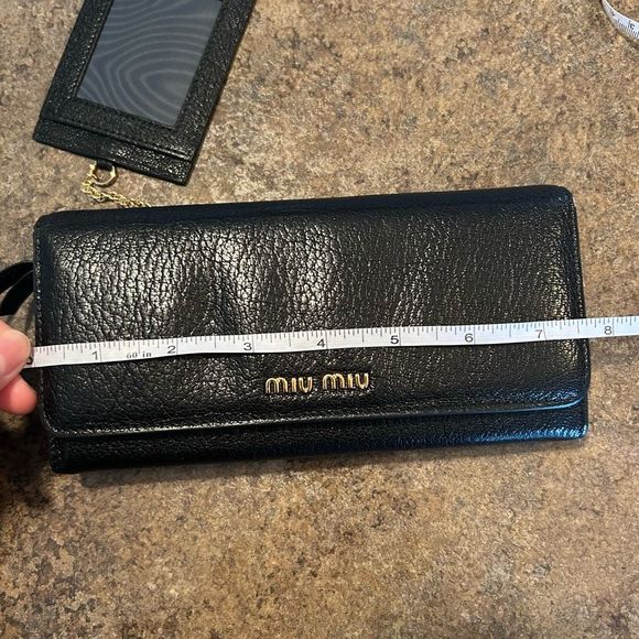 2in1 Miu Miu Long Snap Wallet Leather Black with original box - Picture 9 of 15